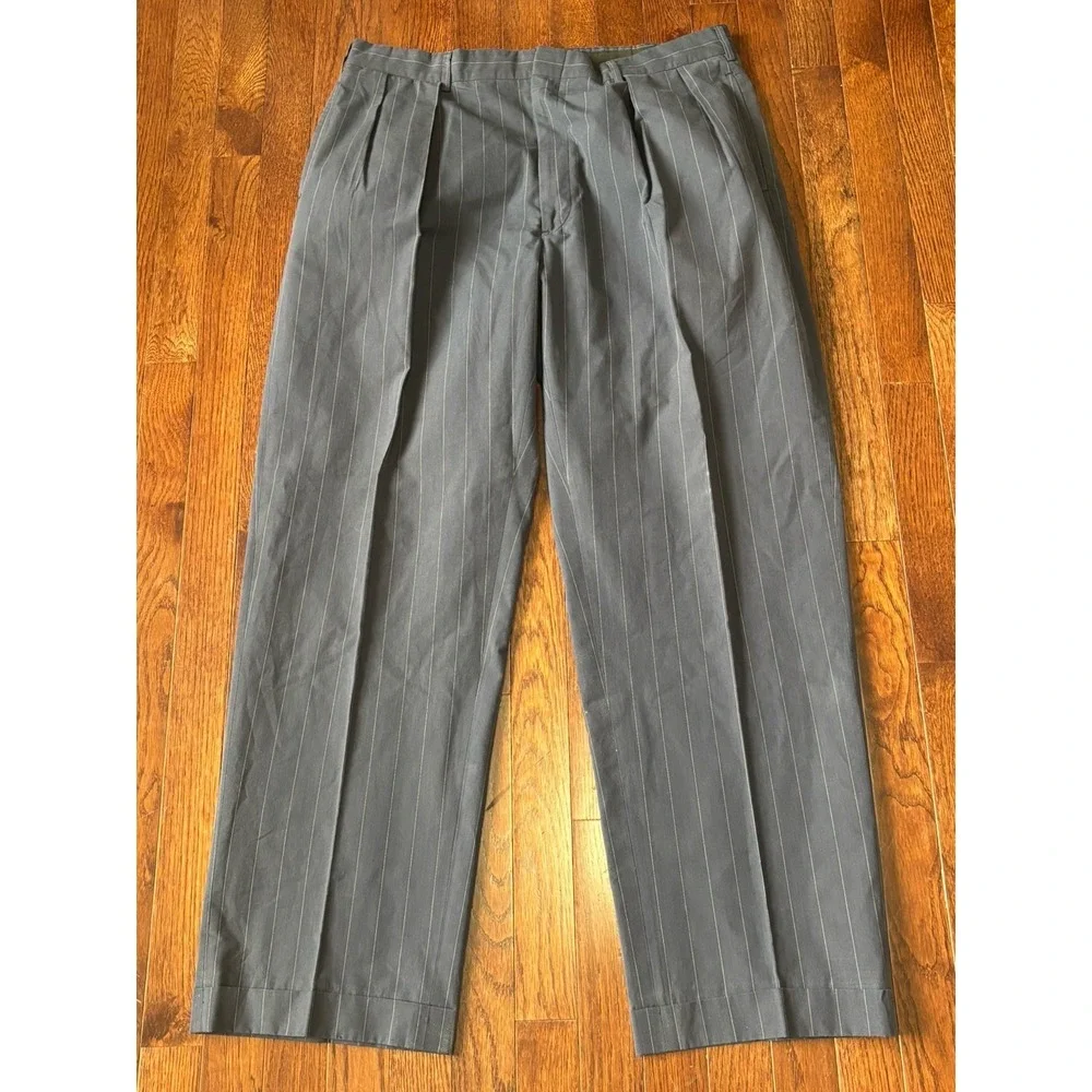 Polo Ralph Lauren Mens 38x31 Pinstripe Pleated Dress Pants Navy Blue‎ Straight